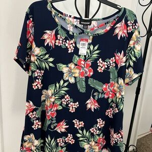 Joe Boxer New Women's Floral Top - Navy and Red. #046